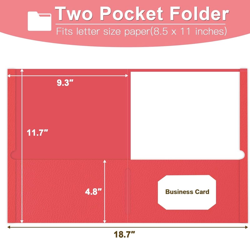 LAYZZ Folders with Pockets, 30 Pack Paper Pocket Folders, 2 Pocket Folders Fits Letter Size Paper, for School Office and Home (Red) - Image 2